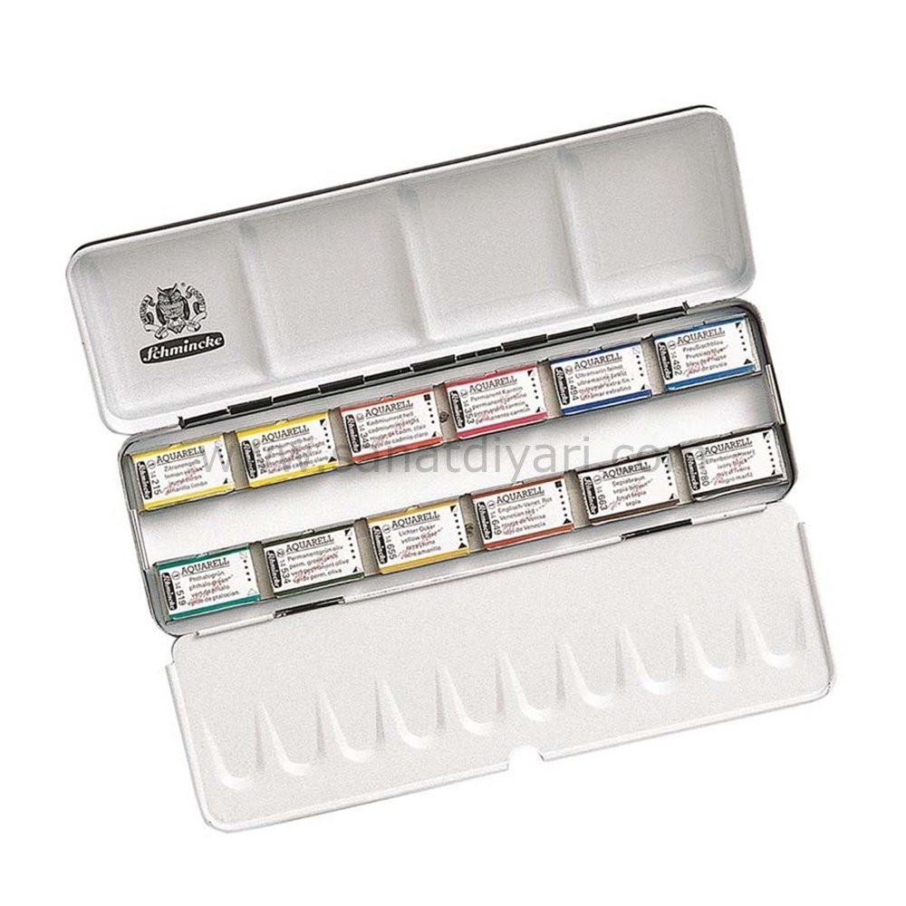 Schmincke Horadam Aquarell Metal Kutu 12\'li Tam Tablet 74312