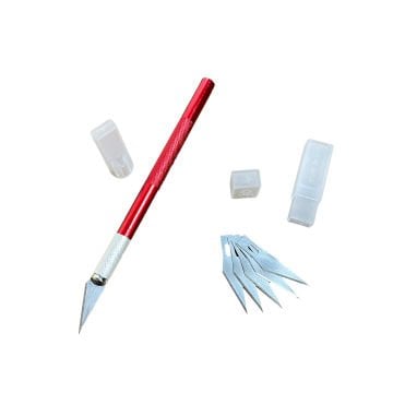 Vera Sanat Precision Knife Kırmızı Metal Saplı Kretuar Bıçağı 5'Li Yedekli