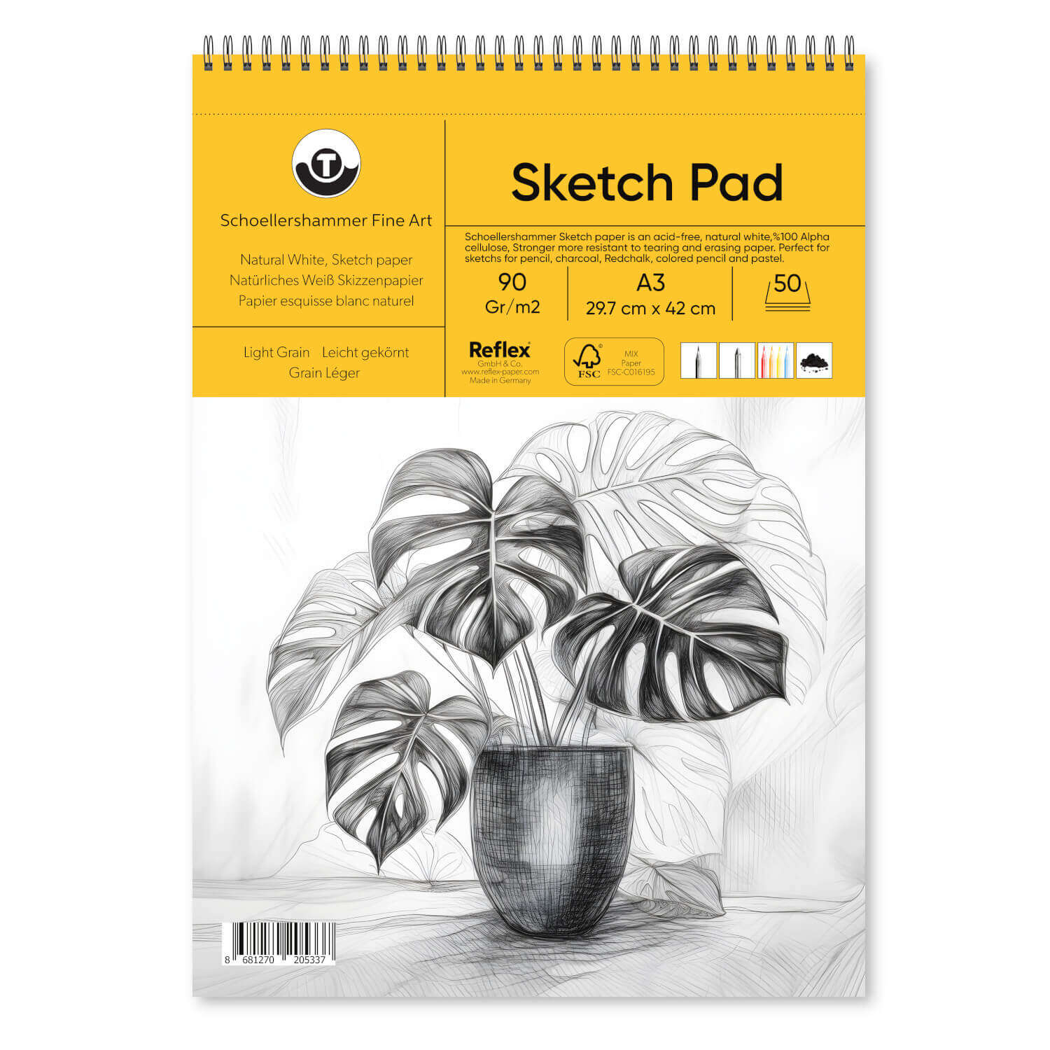 Schoellershammer Sketch Pad 90 gr. A3/50 yaprak Çizim Defteri