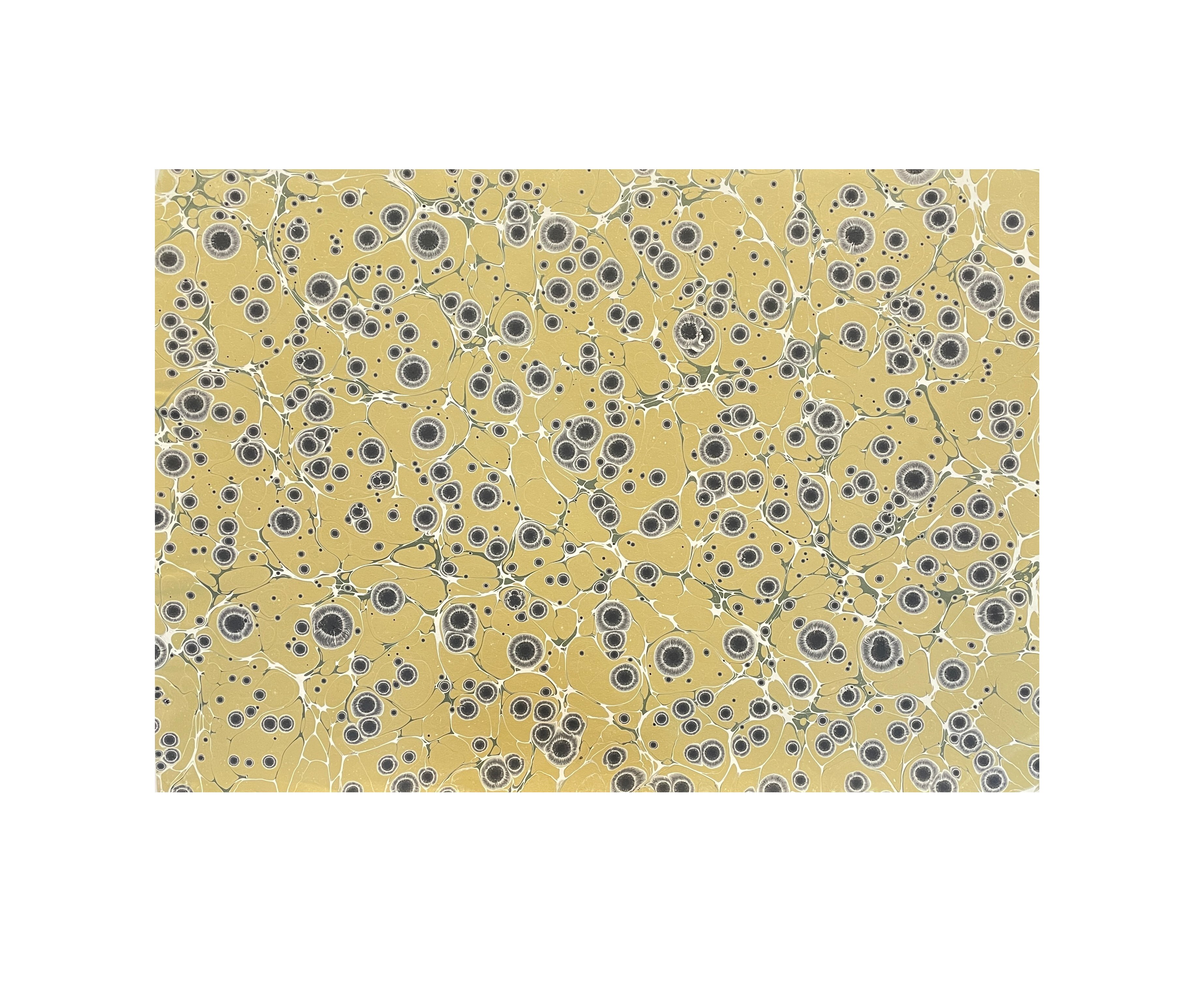 Nedim Sönmez Orijinal El Yapımı Ebru Kağıdı -4 Kaplan Gözü Olive - 47,5 x 67,5 cm