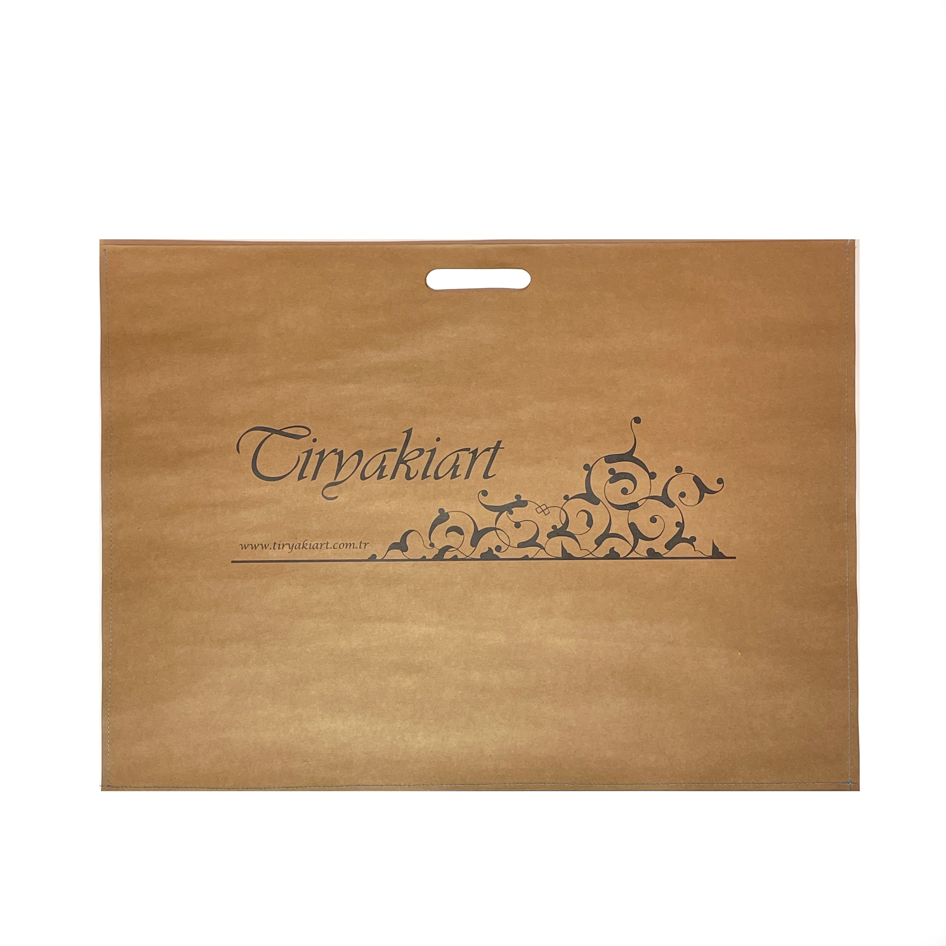 tiryakiart logolu kraft kağıt çantası 55x75 cm