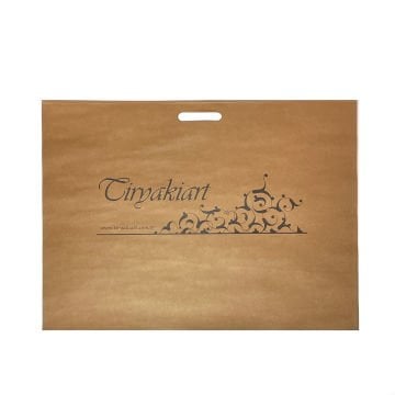 tiryakiart logolu kraft kağıt çantası 55x75 cm