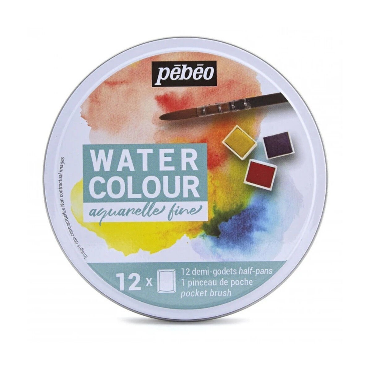 Pebeo Aquarell Watercolor Daire Dizayn Set 12'li Metal Kutu