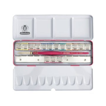 Schmincke Horadam Aquarell Artist Suluboya Seti 15 x Yarım Tablet Özel Renk Pretty Pink Da Vinci Fırça Hediyeli 74663