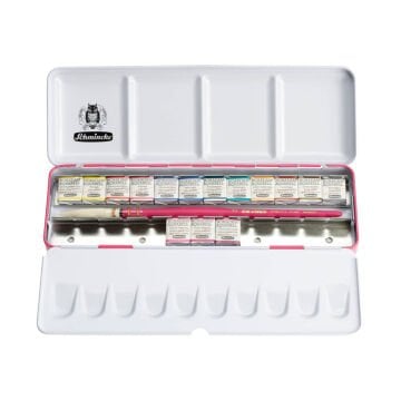 Schmincke Horadam Aquarell Artist Suluboya Seti 15 x Yarım Tablet Özel Renk Pretty Pink Da Vinci Fırça Hediyeli 74663