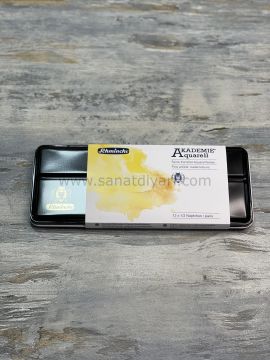 Schmincke Akademie Aquarell Metal Kutu Sulu Boya Seti 12 X Yarım Tablet 75779